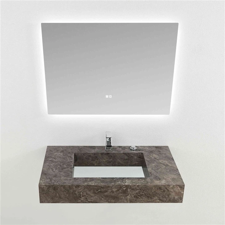 Dark Coffee Glossy Finish Sintered Stone Bathroom Vanity