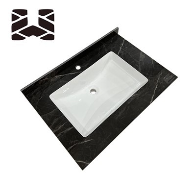 Encimera de pizarra negra pequeña para baño